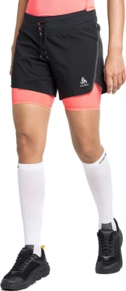 Odlo Axalp Trail 6in 2-in-1 Shorts Black Pink Women